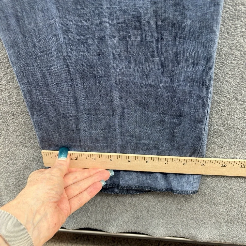 Hiltl Pants Mens 35x38 Blue Linen Dress Trousers Lightweight Unfinished Hem